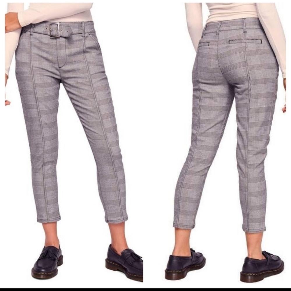 Free People Ankle Skinny Plaid Pants, Size 6